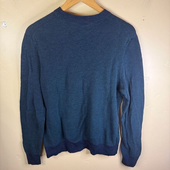 Theory Mens Wool Linen Blend Navy Textured Sweater Size XL Outdoor Preppy - Picture 5 of 5